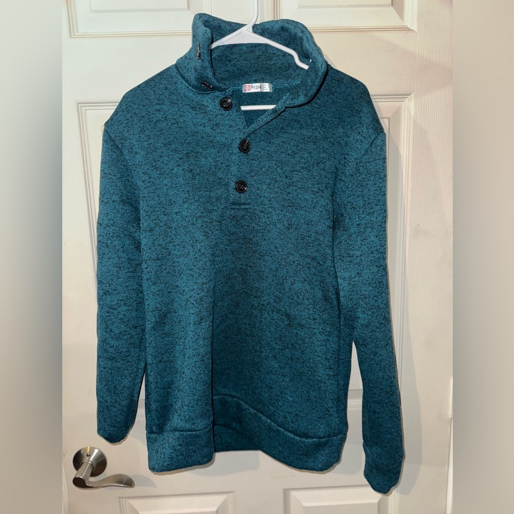 Men's H2H Large Turqoise 1/4 5 button sweater
